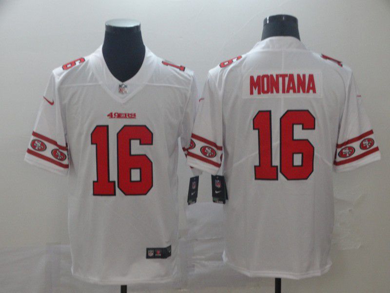 Men San Francisco 49ers #16 Montana White team logo cool edition NFL Jerseys->san francisco 49ers->NFL Jersey